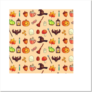 Cute Halloween Pattern v2 Posters and Art